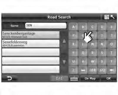 На экране «Road Selection» («Поиск дороги»)…
