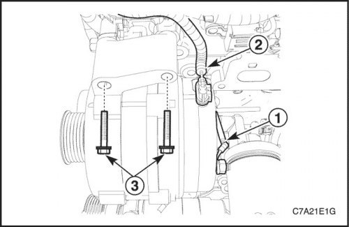 7. Открутите с генератора гайку крепления…