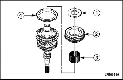 2. Снять упорное кольцо (1).