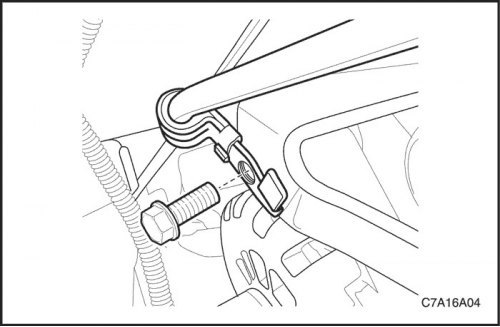5. Открутите крепежный болт скобы трубки высокого…