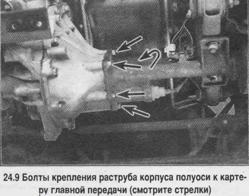 9. Отверните болты крепления раструба корпуса…