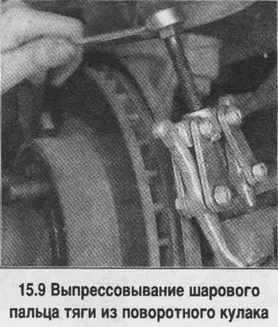 9. Выпрессуйте съемником шаровый палец тяги из…