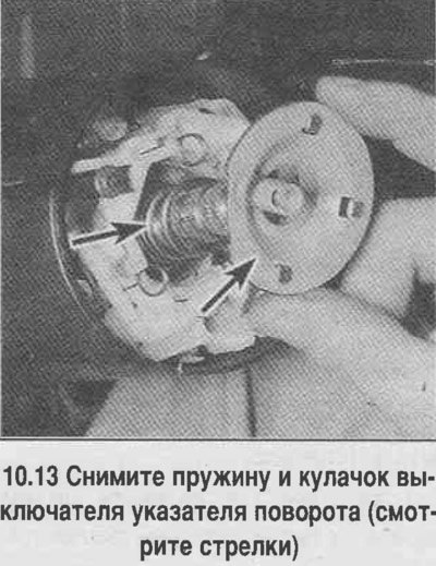 13. Снимите пружину и кулачок выключателя…