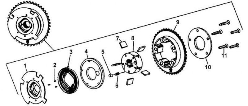 Привод изменения фаз газораспределения. 1 -…