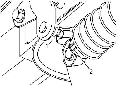 14. Снимите наконечник (2) троса управления с…