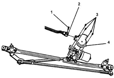 6. Отсоедините фиксатор разъема (1).