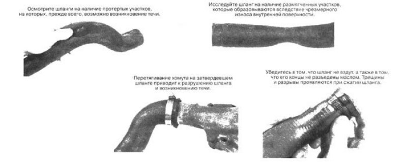 14.4. Шланги, как и приводные ремни, выходят из…