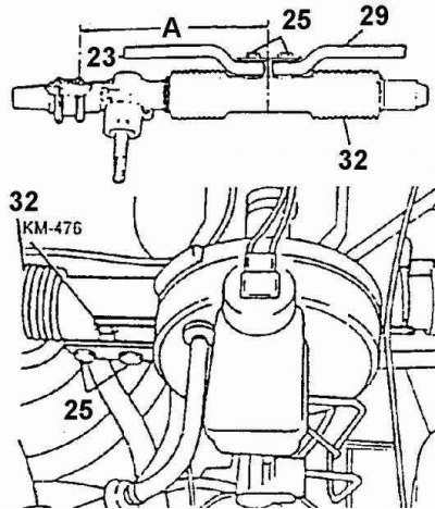 А. 325 мм; 23. Рулевая тяга (левая); 25. Болт;…
