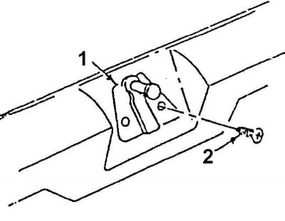 1. Запорный палец; 2. Винты (2 шт.)