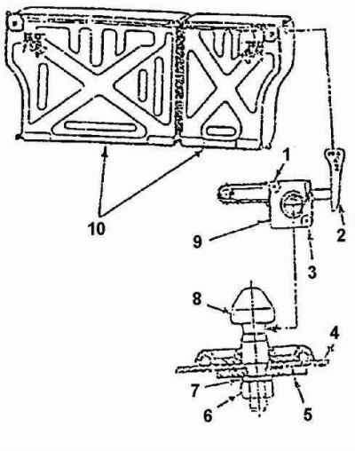 1. Заклепка; 2. Рукоятка запорного устройства; 3.…