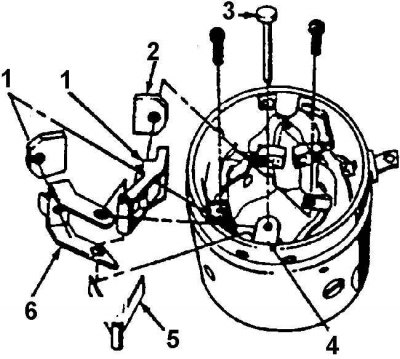 1. Щеткодержатель (изолированный); 2. Щетка; 3.…