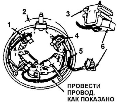 1. Обойма щетки; 2. Корпус обмоток статора; 3.…