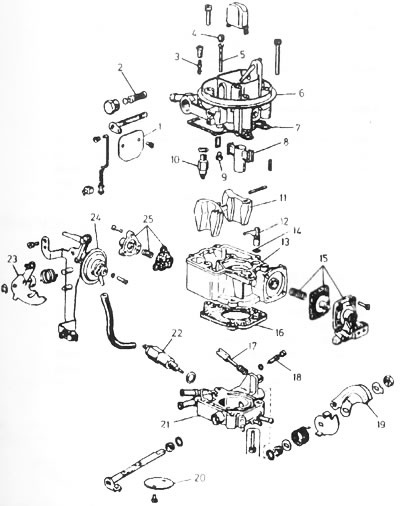 Рис. 3.48. Элементы карбюратора Weber 32 TLF: 1 -…