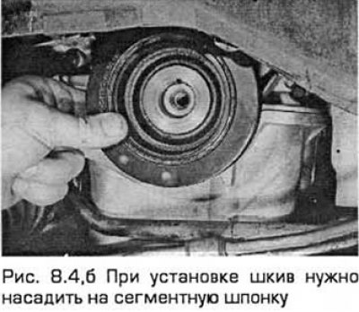 4. Выверните болт шкива и снимите шкив (см. рис.…