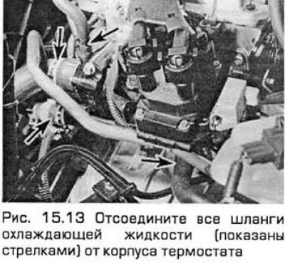 13. Отсоедините все шланги охлаждающей жидкости…