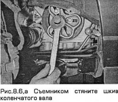 6. Съемником удалите шкив. Если сегментная шпонка…