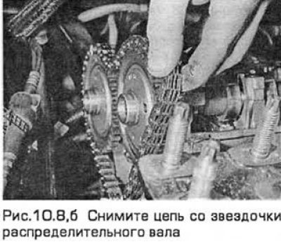 8. Снимите цепь со звездочек коленчатого и…
