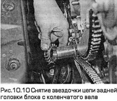 10. Стяните звездочку с коленчатого вала,…