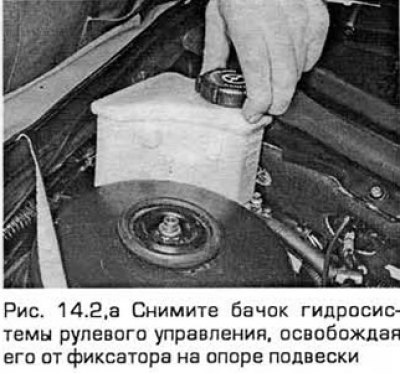 2. Аккуратно снимите бачок гидросистемы рулевого…