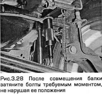 28. После совмещения балки затяните болты…