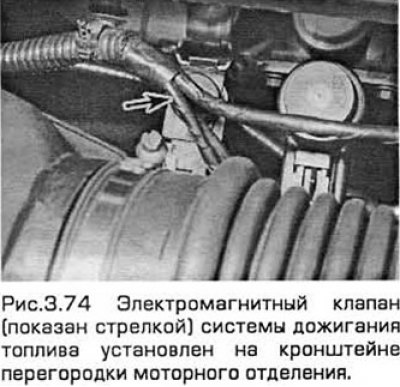 74. Разъедините злектроразъем клапана, освобождая…