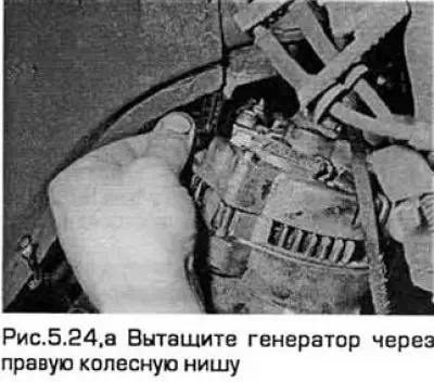 24. Вытащите генератор через правую колесную…