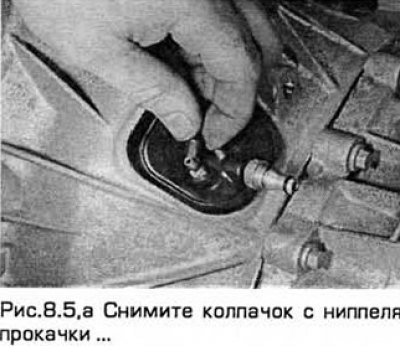 5. Снимите колпачок с ниппеля прокачки и вытащите…