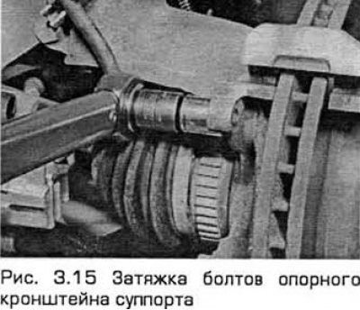 15. Установите суппорт и опорный кронштейн (там,…