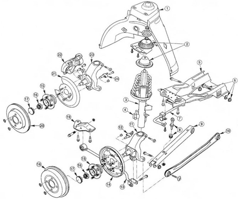 Схема задней подвески ford focus 3