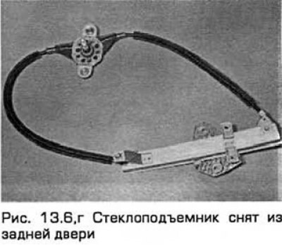 6. Вытащите стеклоподъемник из двери через проем…