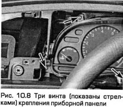 8. Выверните крепежные винты и отделите приборную…