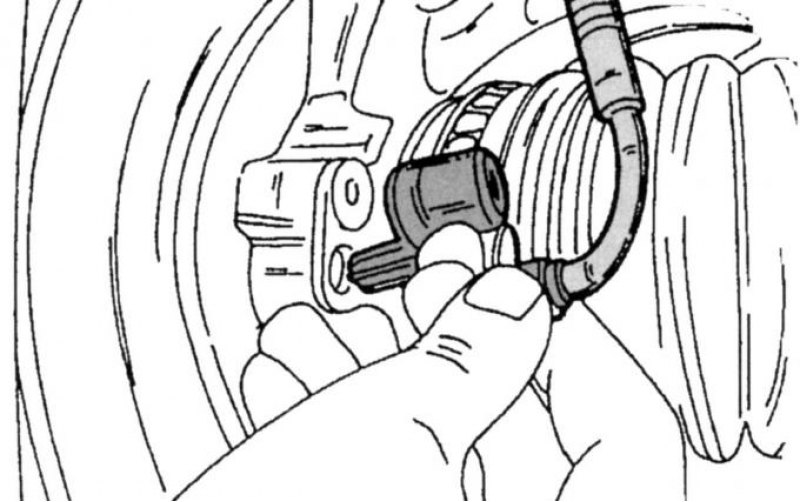 Рис. 274. Местонахождение датчика ABS переднего…