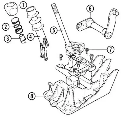 1 - Ручка переключения, 2 - Пружина сжатия, 3 -…