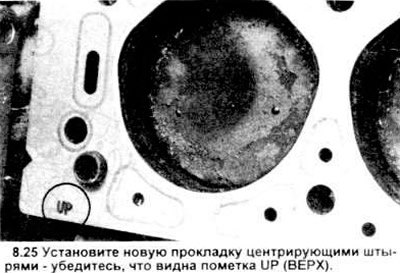 25. Установите новую прокладку на направляющие…