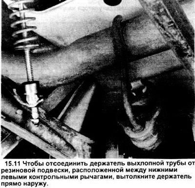 11. Отсоедините держатель выхлопной трубы от…