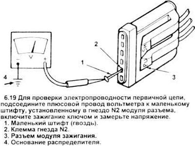 19. Подсоедините положительный провод вольтметра…