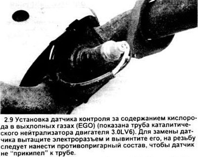 9. Кислородный датчик (EGO), ввинченный в…