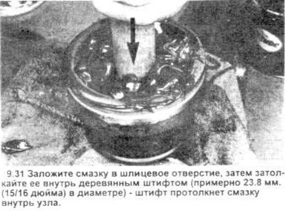 31. Через внутреннее шлицевое отверстие набейте…