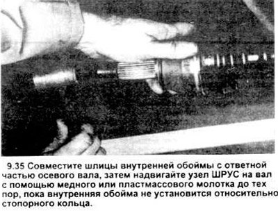 35. Разместите на осевом валу узел ШРУС,…