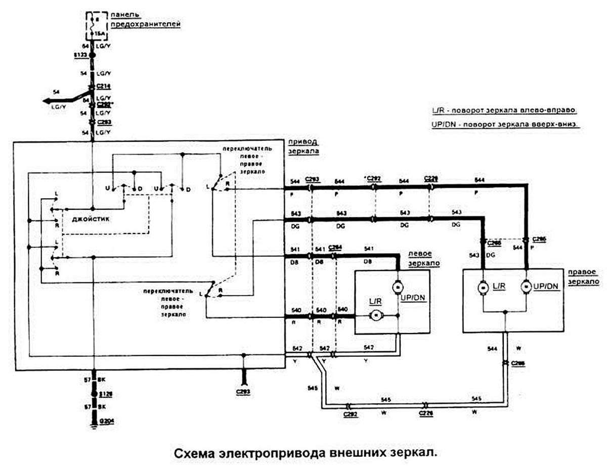 Электропривод зеркал схема