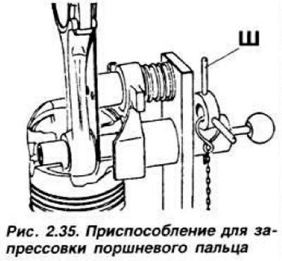 Установить поршень на приспособление (рис. 2.35),…
