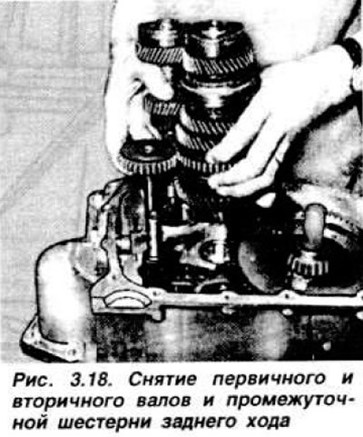 Извлечь одновременно первичный и вторичный валы и…