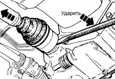 22. Извлечь оба приводных вала из коробки передач…