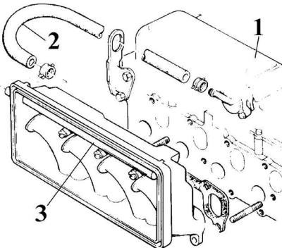 1 – крышка головки блока цилиндров; 2 – шланг; 3…