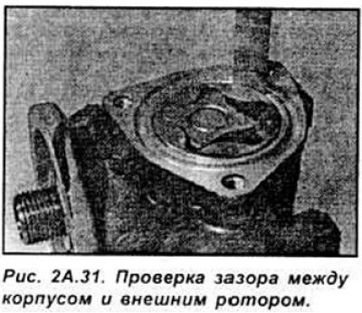 Используя лезвия щупа, проверьте зазор между…
