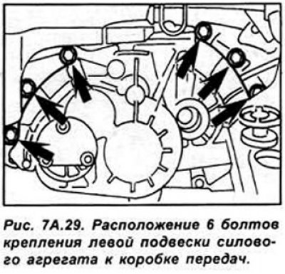 Опустите двигатель вместе с коробкой передач,…