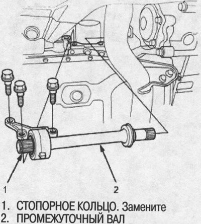 15. Снимите промежуточный вал. Нанесите чистое…