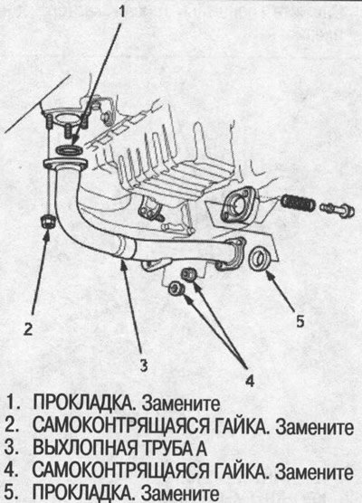 16. Снимите выхлопную трубу А.
