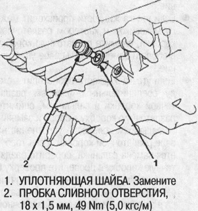 6. Заверните пробку в сливное отверстие, поставив…