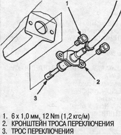 8. Снимите кронштейн троса переключения.